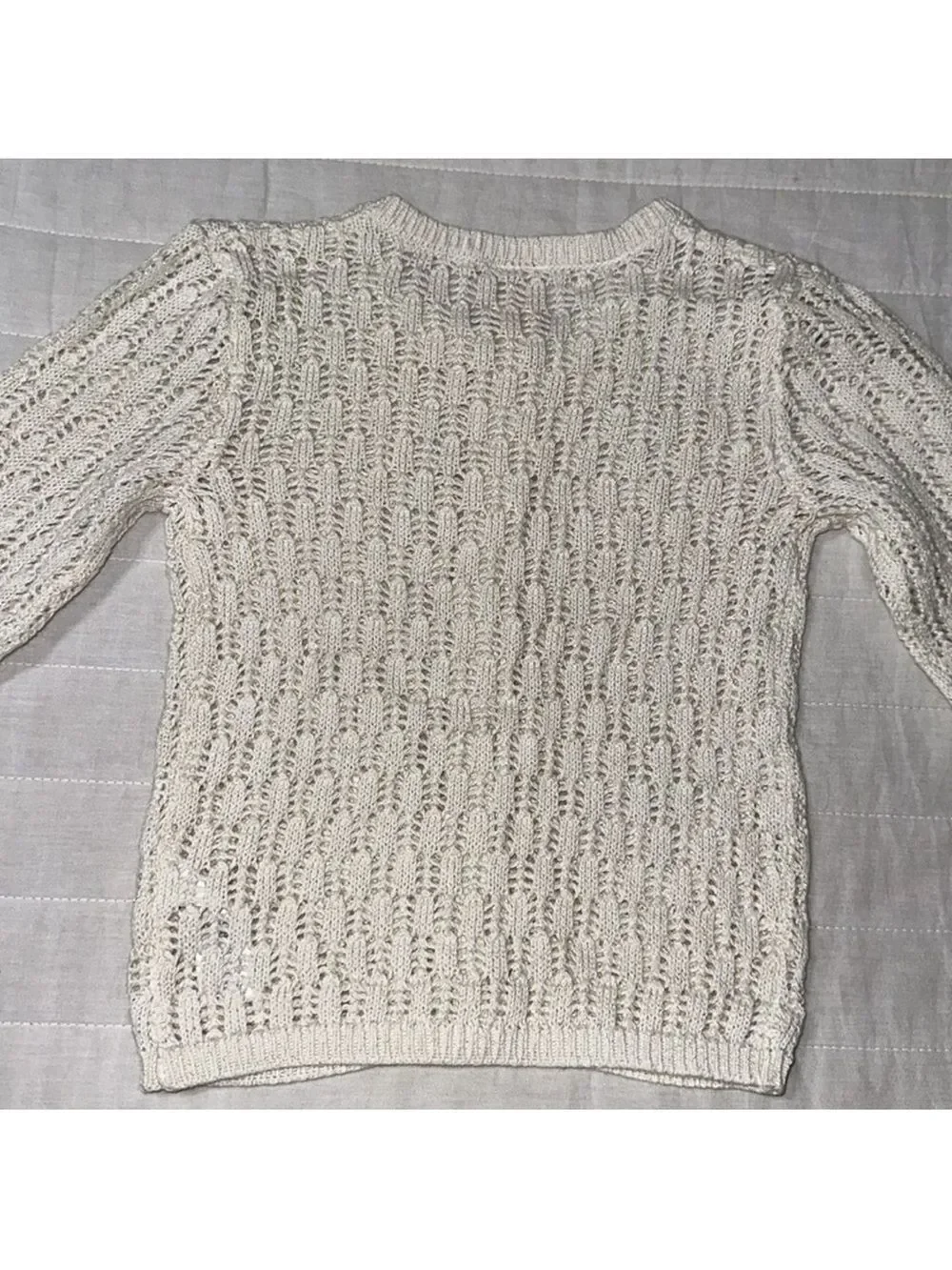 OshKosh 2T Ivory Gold Metallic Eyelet Knit Cotton Cardigan